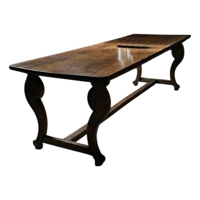 Antique French Monastery Dining Table in Nutwood, 1800s For Sale