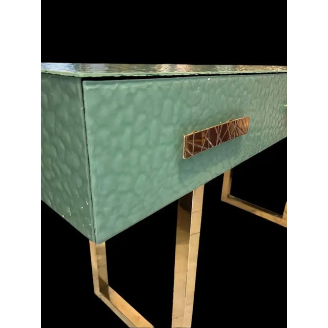 Not Yet Made - Made To Order Green Glass Console Table For Sale - Image 5 of 6