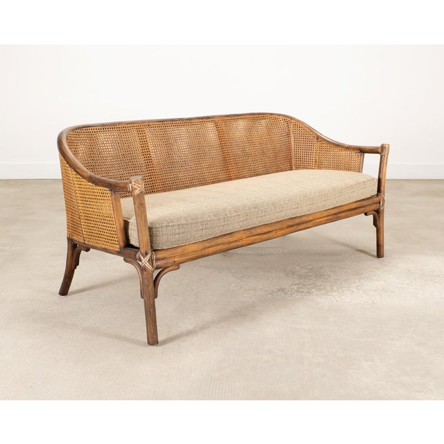 Late 20th Century McGuire Organic Modern Rattan Double-Cane Panel Sofa Settee For Sale - Image 5 of 18
