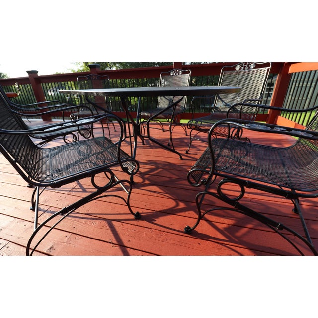 Midcentury Russell Woodard Briarwood Wrought-Iron Patio Dining Set, 7 Pieces, Attributed For Sale - Image 10 of 15