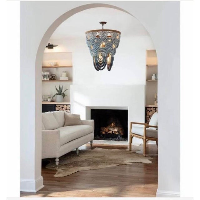 Coastal Coastal Regina Andrew Ombre Wood Bead Chandelier For Sale - Image 3 of 5