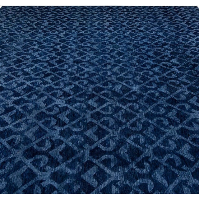 Modern Contemporary Geometric Handcrafted Pashmina Euro Rug by Doris Leslie Blau For Sale - Image 3 of 8