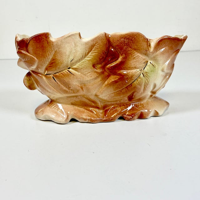 1940s Vintage Boho Chic Rustic Art Deco Ceramic Fall Pomegranate Planter For Sale - Image 11 of 15