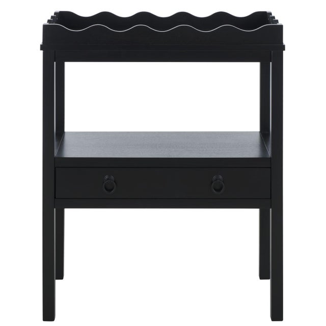 Darlyn Scalloped Rectangle Accent Table in Matte Black For Sale - Image 9 of 9