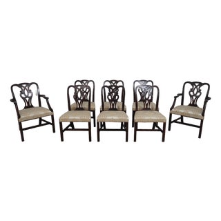 Set of 8 Baker Chippendale Mahogany Dining Room Chairs For Sale
