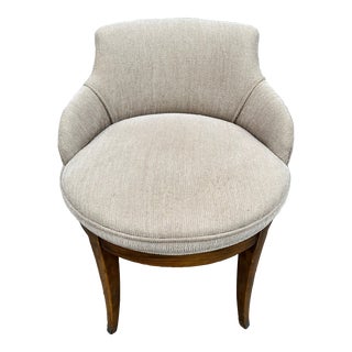 Mid 20th Century Mid-Century Modern Padded and Upholstered Low Back Swivel Vanity Stool For Sale
