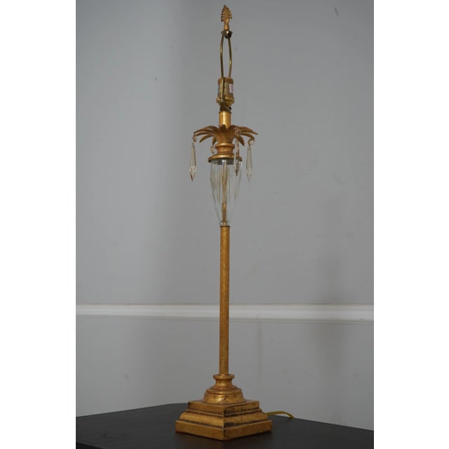 Age: Approx: 20 Years Old Details: Amber Crystal Prisms Nice Gold Leaf Finish Un-Marked As To Manufacture - Originally...