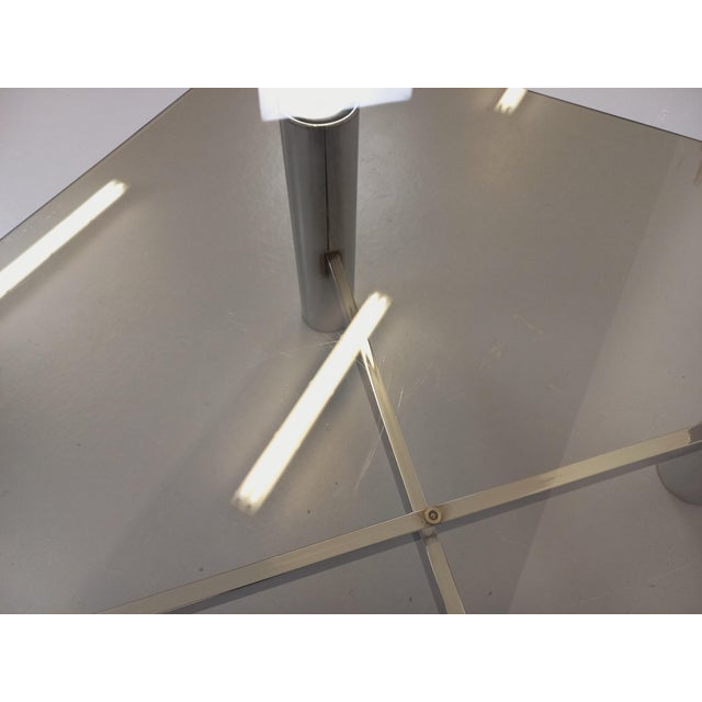 Vintage Italian Space Age Square Coffee Table in Smoked Glass and Chromed Metal, 1970s For Sale - Image 17 of 18