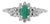 Art Deco Oval Emerald & Diamond Halo Cluster Ring in Silver,Size 8.5 For Sale