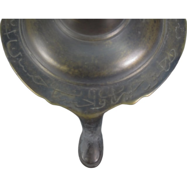 Metal Solid Turkish Brass Candle Holder With Hand Etched Patterns 1 For Sale - Image 7 of 8