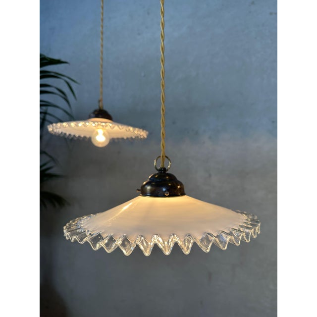 1950s Vintage Opaline Pendant Lights, 1950s, Set of 5 For Sale - Image 5 of 13
