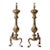 Antique Brass and Cast Iron Fireplace Andirons For Sale