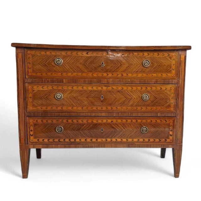 Large Louis XVI Piedmontese Veneered Chest of Drawers For Sale - Image 9 of 9