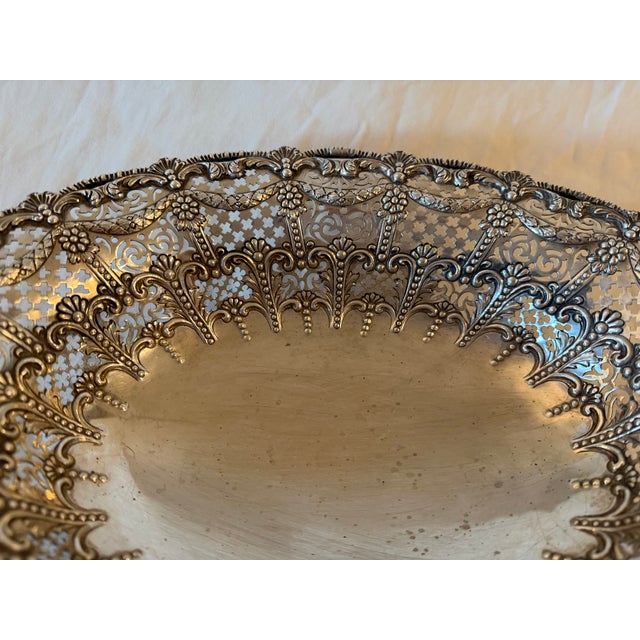 Antique Crichton Bros. Sterling Silver Oval Basket Bowl 920g For Sale - Image 9 of 10