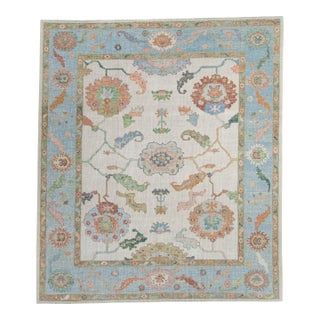 Turkish Oushak Square Rug 8'7" x 9'10" #20426 For Sale