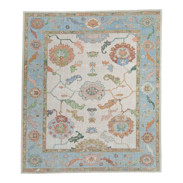 Turkish Oushak Square Rug 8'7" x 9'10" #20426 For Sale