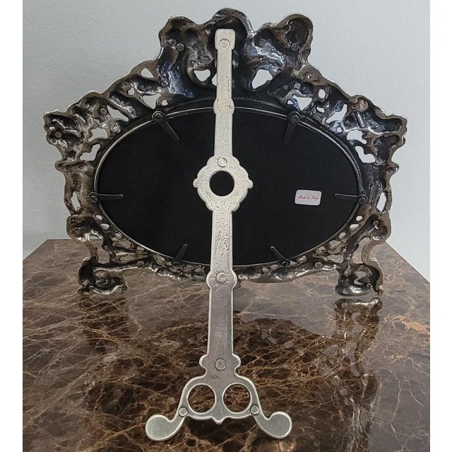 2000 - 2009 Italian Die-Cast Brass Table Picture Frame in Silver Finish For Sale - Image 5 of 7