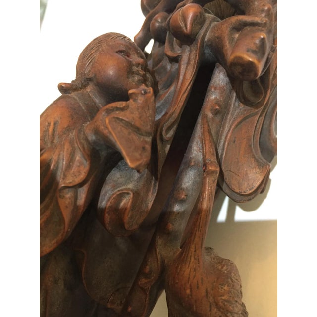 Chinese 19 Century Qing Dynasty Carving of Immortal For Sale - Image 10 of 13