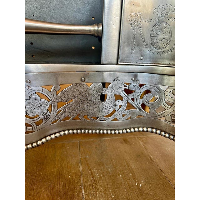 Metal Antique English Georgian Polished Steel Dog Fire Grate, 1850s For Sale - Image 7 of 9