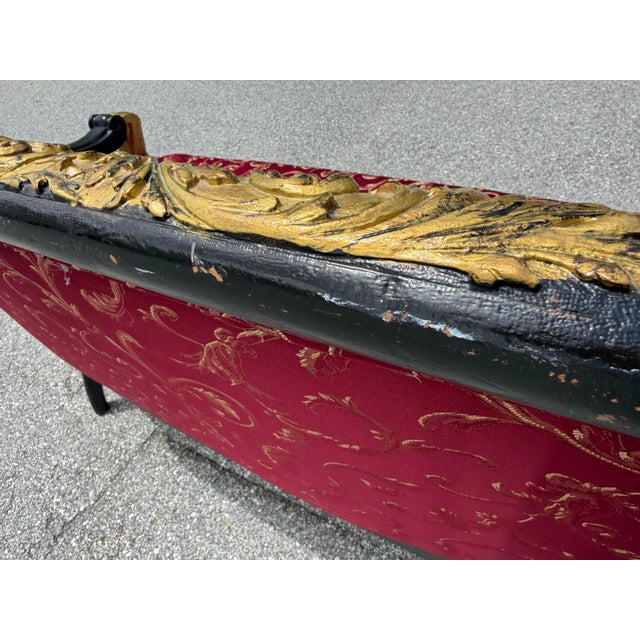 1930s Lovely Louis XVI Gold & Red Satin Walnut Victorian Sofa Settee For Sale - Image 4 of 12