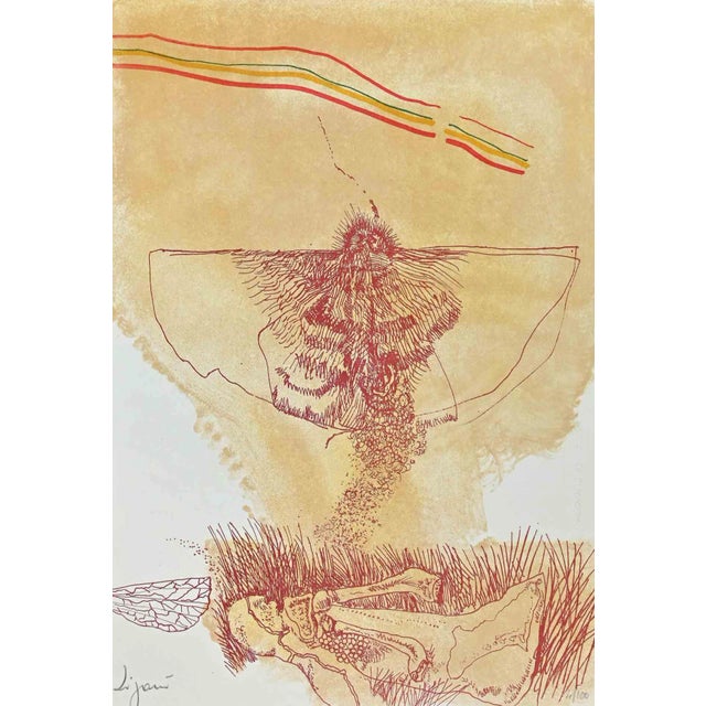 Giuseppe Zigaina, The Moth, Original Lithograph, 1973 For Sale