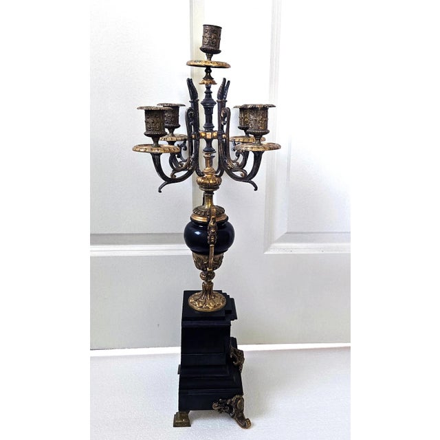 Bring classic Old World elegance to your space with this superb Italian Neoclassical antique candelabra, dating to the...
