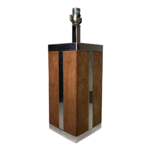 Vintage 1970s Chrome and Suede Lamp by Raymor