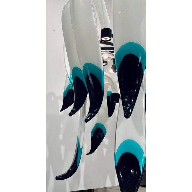 Murano Myran Allan Luxury Lighting Turquoise Murano Glass Chandelier For Sale - Image 4 of 4