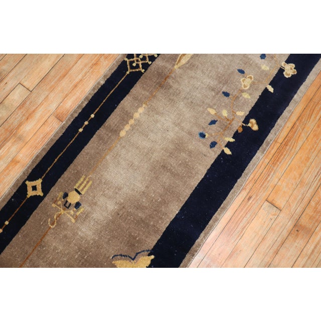 Rustic Early 20th Century Narrow Antique Chinese Runner - 2' x 9'5" For Sale - Image 3 of 8