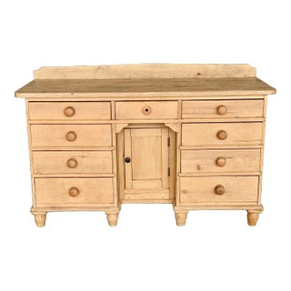 Antique Scrubbed Pine Nine Drawer Buffet For Sale