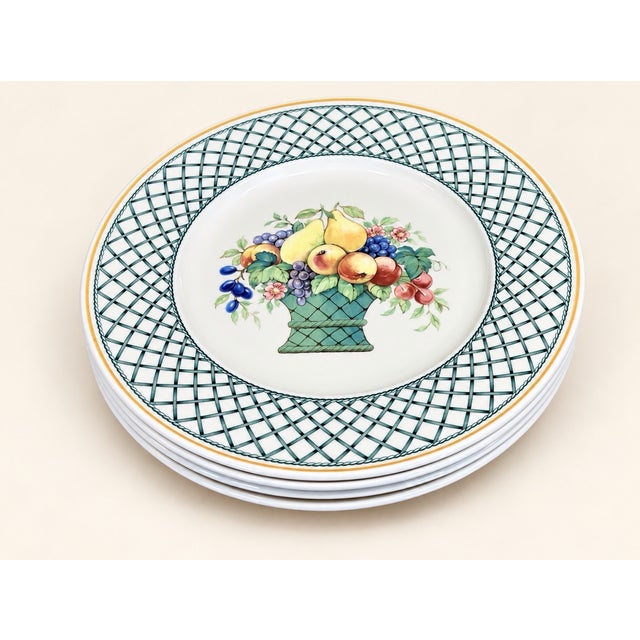 Villeroy & Boch Vintage Mid-Century Modern Villeroy & Boch Basket Dinner Plate- Set 4 For Sale - Image 4 of 5