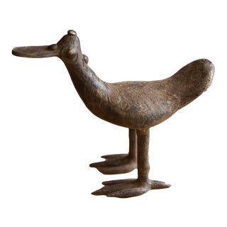 Vintage African Bronze Flat Billed Bird For Sale