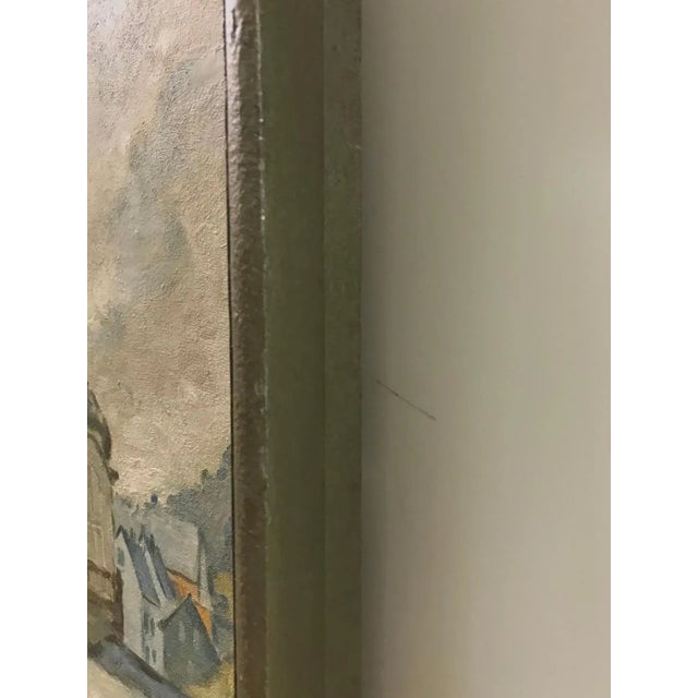 Landscape of a Village with a View of Steeples, Oil on Canvas, 1954 For Sale - Image 7 of 9