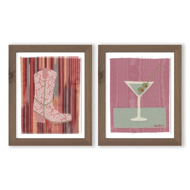 Willa Heart Ole Girl Pearl and Beatrice by Willa Heart in Walnut Frame, Set of 2 Mini Art Prints For Sale - Image 4 of 4