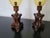 Vintage Pair of Amber Glass and Wood Photophores Hurricane Lamps For Sale - Image 4 of 6