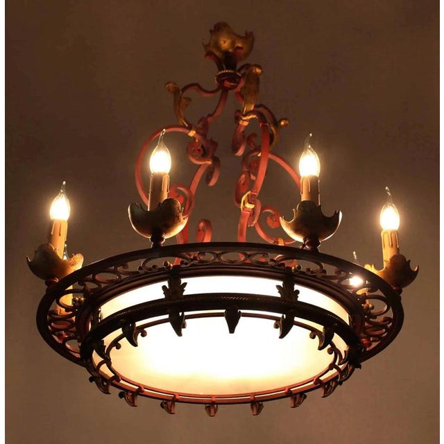 Antique Circular Forged Chandelier For Sale - Image 4 of 5