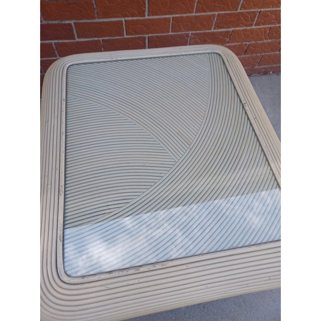 Cream Vintage 1980s Lacquered Pencil Reed Side Table For Sale - Image 8 of 13