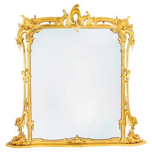 Large Antique 19th Century Rococo Revival Giltwood Wall Mirror, 1850s For Sale - Image 12 of 12