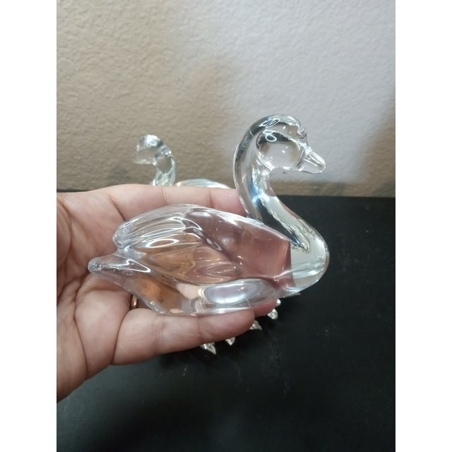 1980s Exquisite Pair of Signed Steuben Ny Crystal Duck Figurines For Sale - Image 4 of 6