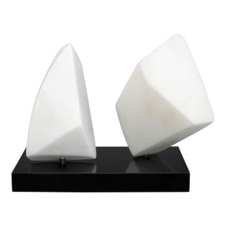 Modernist Abstract White Marble Sculpture, 1986 For Sale