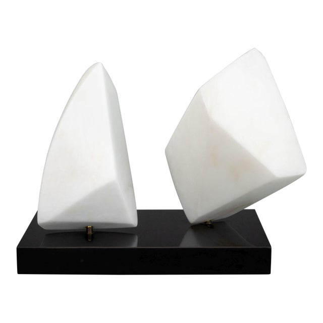 Modernist Abstract White Marble Sculpture, 1986 For Sale