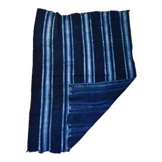 Boho Chic Van Verre Blue Fabric With Light Blue Stripes - 39ʺW × 54ʺH For Sale