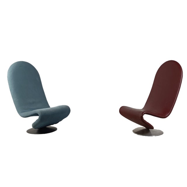 1-2-3 High Back Chairs attributed to Verner Panton for Fritz Hansen, 1973, Set of 2 For Sale