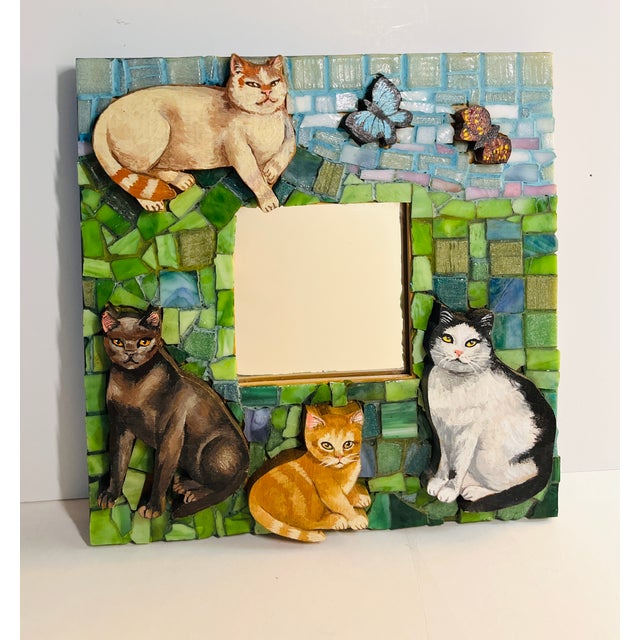 Original American folk artist Nancy Weinberg (1922-2020) made this mirror in the 1990s. Using glass mosaic tiles or...