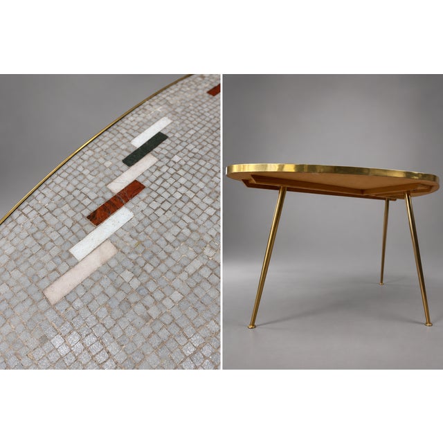 Coffee Table in Mosaic and Brass by Berthold Muller, 1960s, in Flawless conditions. Designed 1950 to 1959 I have official...