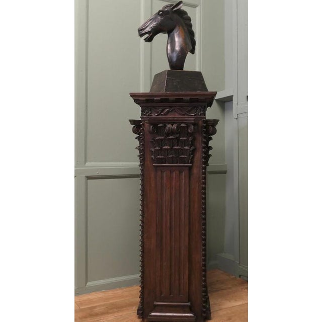 French Carved Oak Display Column For Sale - Image 4 of 8