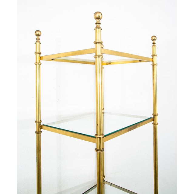 Mid-Century Modern Mid Century Modern Display Cabinet Etagere Compact Brass Glass Shelving Unit For Sale - Image 3 of 12