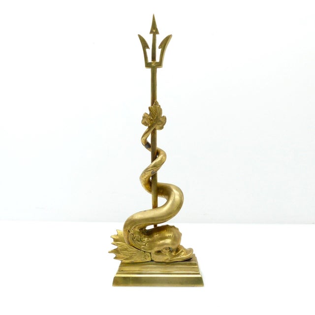 Gold Large Vintage Doorstop in Patinated Brass, 1950s For Sale - Image 8 of 8