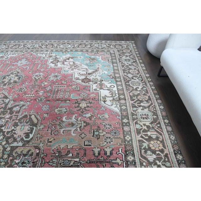 1970s Vintage Persian Handmade Wool Cotton Light Pink Area Rug For Sale In San Francisco - Image 6 of 11