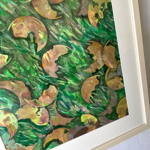 Vintage Boho Original Abstract Oil Painting on Paper For Sale - Image 10 of 12